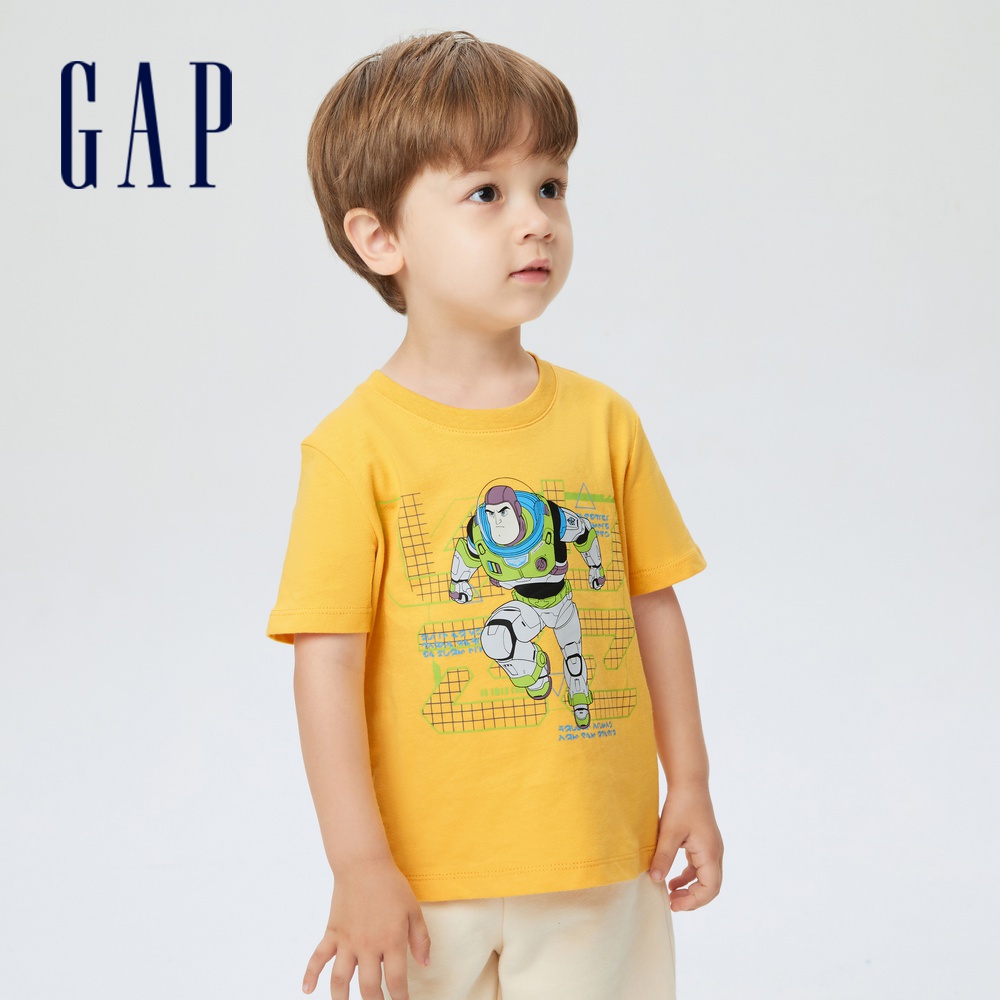 Gap 男幼童裝 Gap x 巴斯光年聯名 純棉後領Logo短袖T恤-黃色(402665)