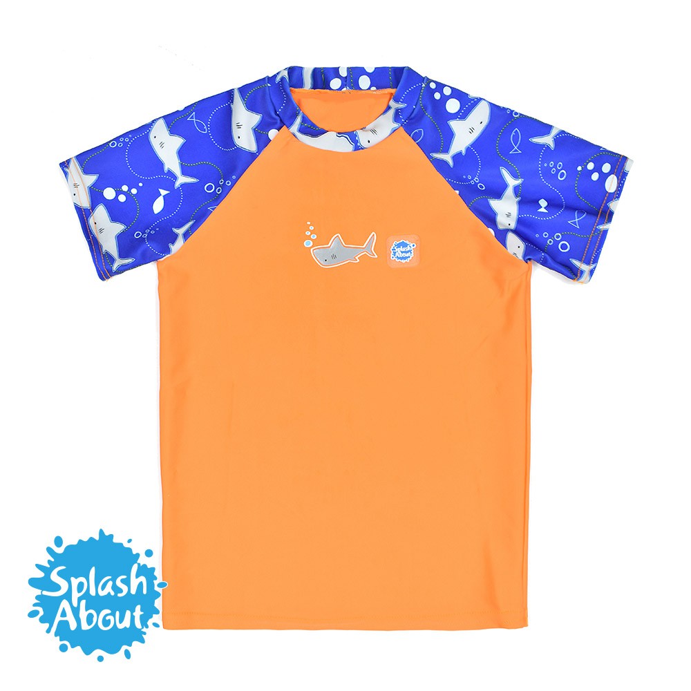《Splash About 潑寶》UV Close Fit 兒童抗 UV 防曬泳衣 - 亮橘鯊魚 上衣