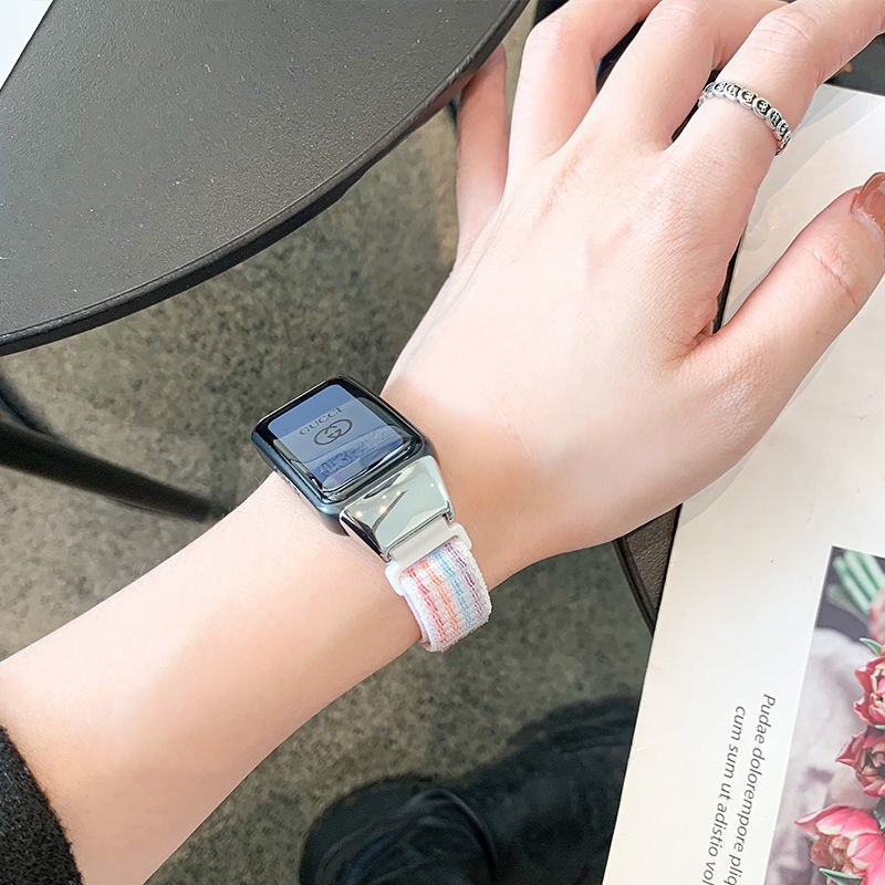 【腕新】適用華為手環6/6pro錶帶金屬榮耀手環6腕帶編織彩虹NFC個性時尚潮WX02