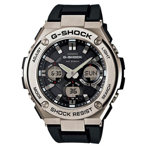 【CASIO】G-SHOCK 絕對強悍防震分層防護構造雙顯錶(GST-S110-1A)正版宏崑公司貨