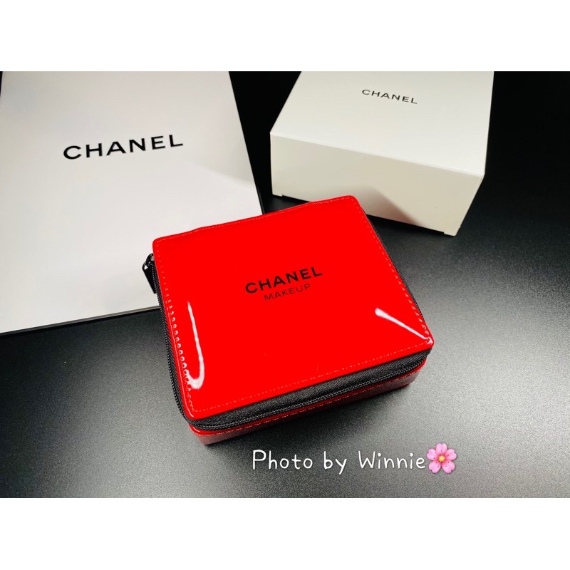 全新專櫃貨🌷 Chanel 香奈兒 超炫耀唇膏漆皮紅化妝包 唇膏包 口紅包 化妝包 收納包