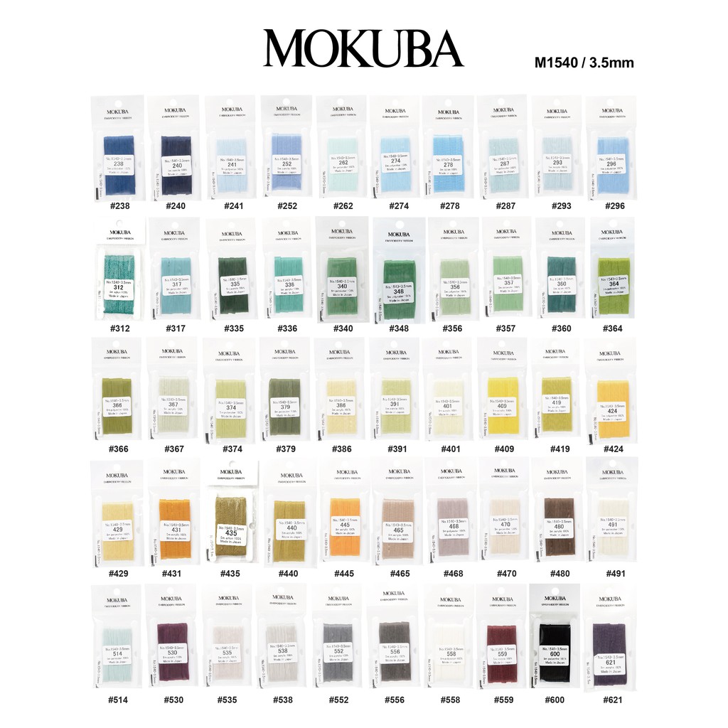 MOKUBA 1540 3.5mm 色號238-621 日本木馬牌 刺繡緞帶 手芸/拼布【恭盟】