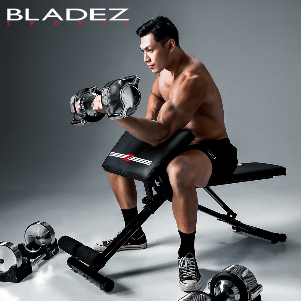 【BLADEZ】OCT-32KG 奧特鋼SD可調式啞鈴-二入+BW13-Z3二頭彎舉臥推訓練椅(回饋組)加贈重訓手套