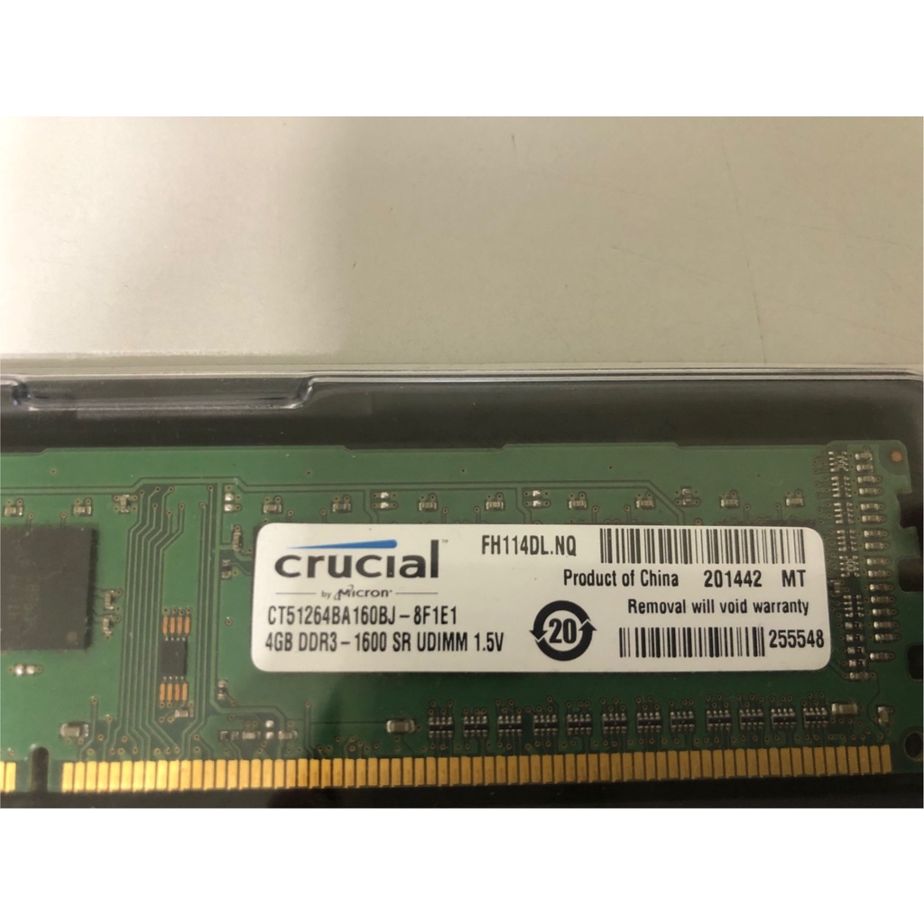 &lt;現貨當天出&gt; 美光記憶體 DDR3-1600 8G 功能正常良品 剛拆下