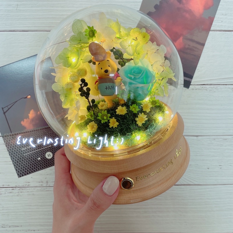 永遠的光 現貨禮品生日永生花藍牙喇叭led夜燈手作禮品客製化卡娜赫拉艾斯維尼貝兒公主艾莉兒