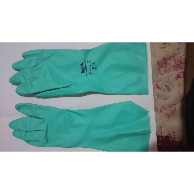 最低價 *全新*MAPA 491 防酸鹼溶劑手套 磨損、穿刺、汽油及各類油脂工作手套.化工廠 廚房可用 賣120元