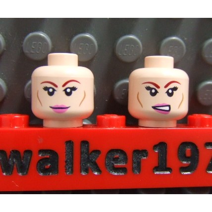 【積木2010-人偶頭】Lego樂高-全新 人頭123 粉紅唇笑臉/發怒膚色雙面人頭 / 女生人頭