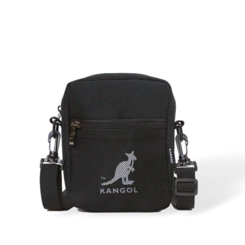 &lt;快速出貨&gt;【KANGOL】袋鼠網格側背包-黑色-全賣場最低價