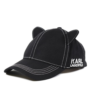 KARL LAGERFELD 貓咪耳朵棒球帽-黑色【美國正品 現貨】