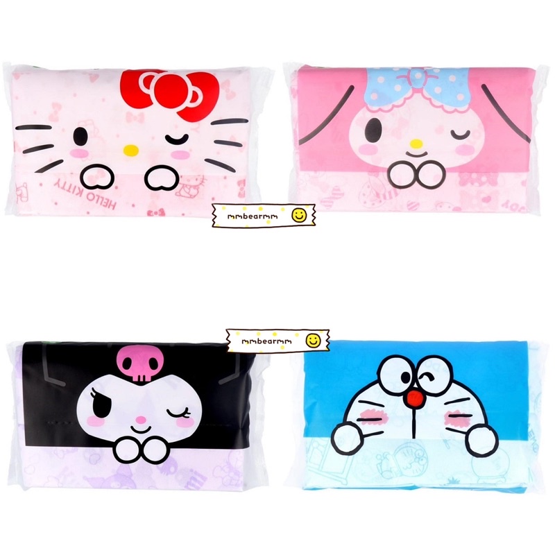 日本正版 美樂蒂 kitty 哆啦a夢 酷洛米圖案 抽取式面紙包 印花柔軟面紙200抽 日本製 面紙紙巾 化妝面紙