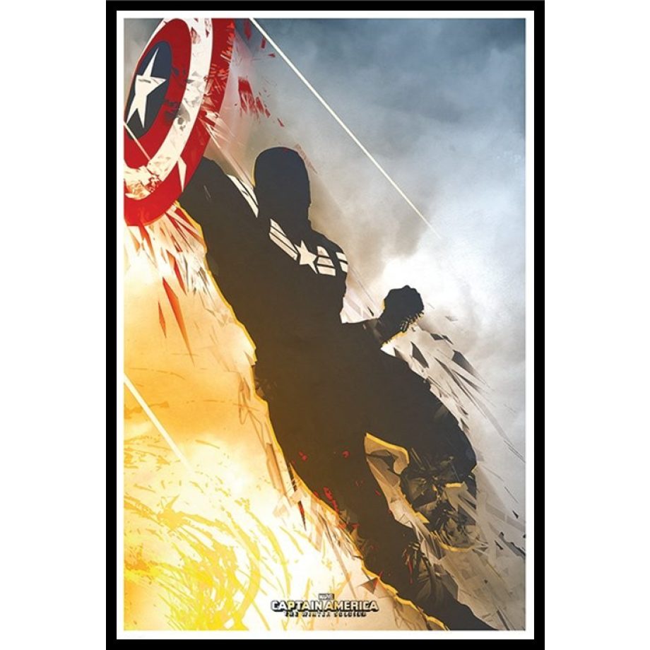 【漫威】Captain America 美國隊長2：酷寒戰士 （剪影設計）進口海報含裱框（MARVEL）