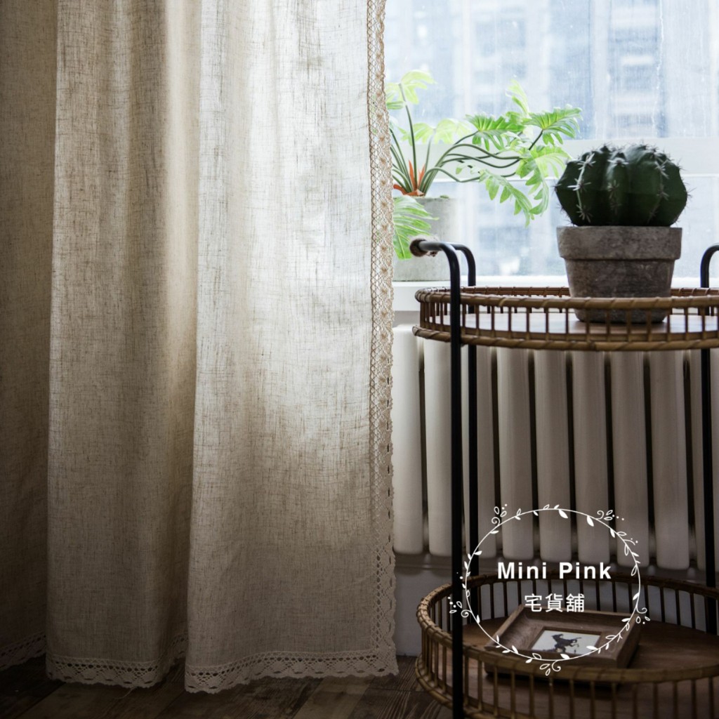 日式簡約風 原生態竹節麻 蕾絲花邊棉麻布簾 窗簾 多種規格 可客製【B766】訂製款