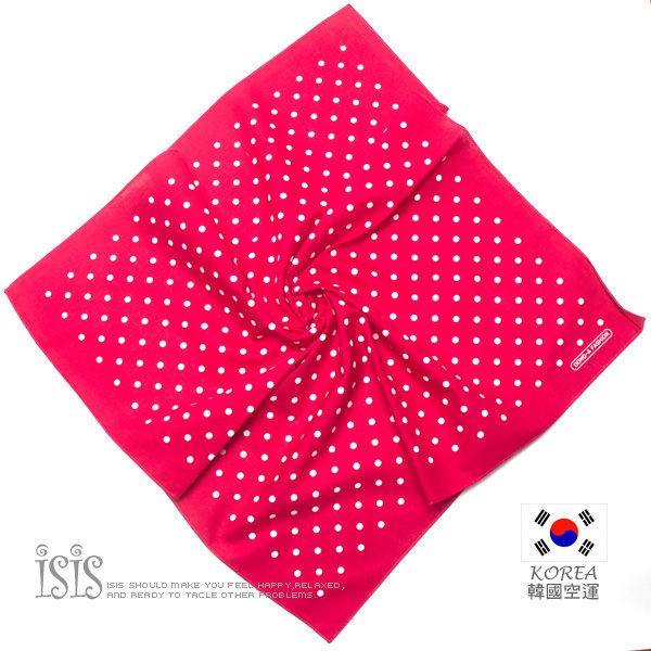 KURO-SHOP韓國空運 桃紅色純棉 點點 頭巾
