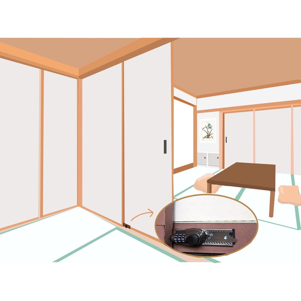 日本GUARD拉門用安全鎖-547密碼確保型 - 免施工，無軌距限制，強力貼附，防開暗鎖與密碼雙重確保