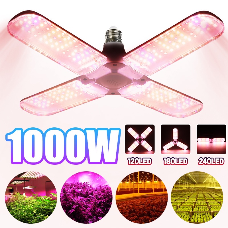 Led 生長燈可折疊全光譜 120 / 180 / 240W LED 植物生長燈室內植物生長燈 E27 水培植物生長