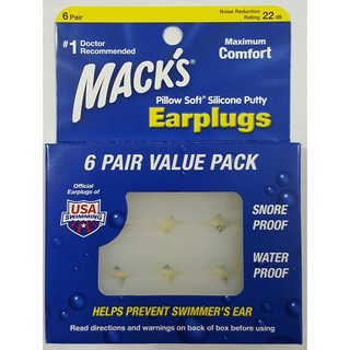 ** 安妮精品 ** 美國製 Mack's矽膠耳塞( 黏土耳塞) (NRR 22) 6對盒裝 (白色) 現貨