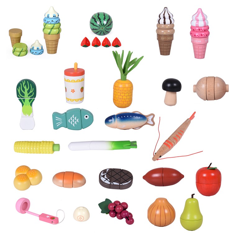 嬰兒兒童玩具◇✚✟木制 磁性水果蔬菜切切看切水果玩具 兒童過家家玩具切切樂1-3歲11