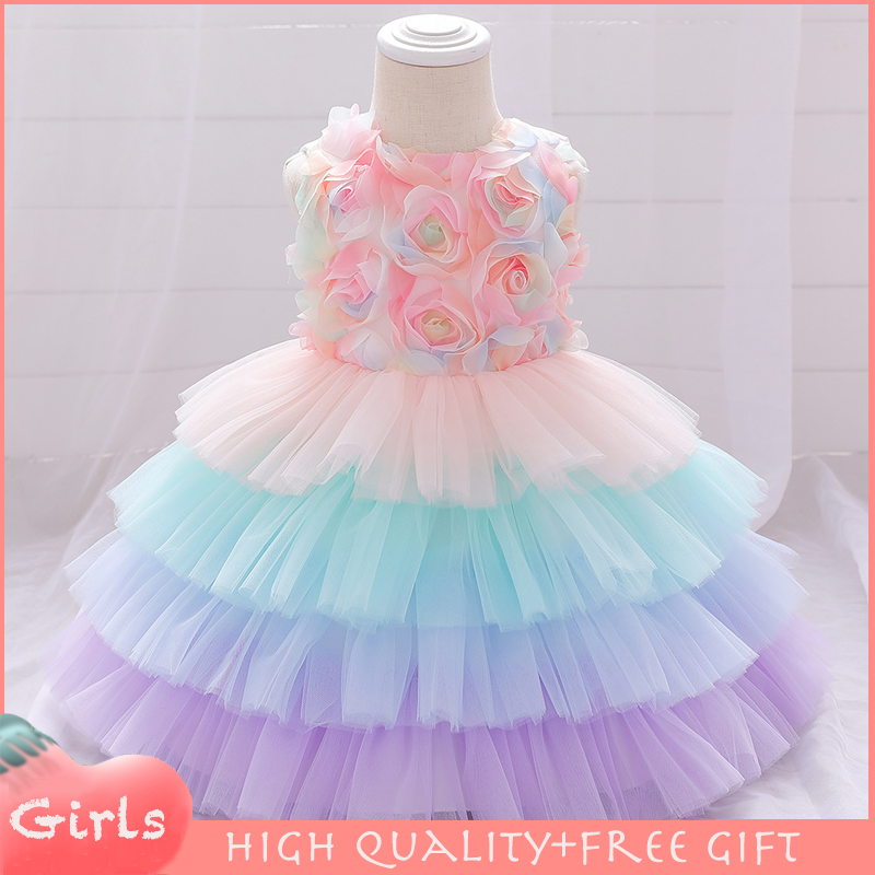 寶寶周歲嬰兒禮服滿月洗禮服蛋糕裙女童公主連衣蓬蓬生日演出禮服女童小洋裝小禮服可愛公主裙