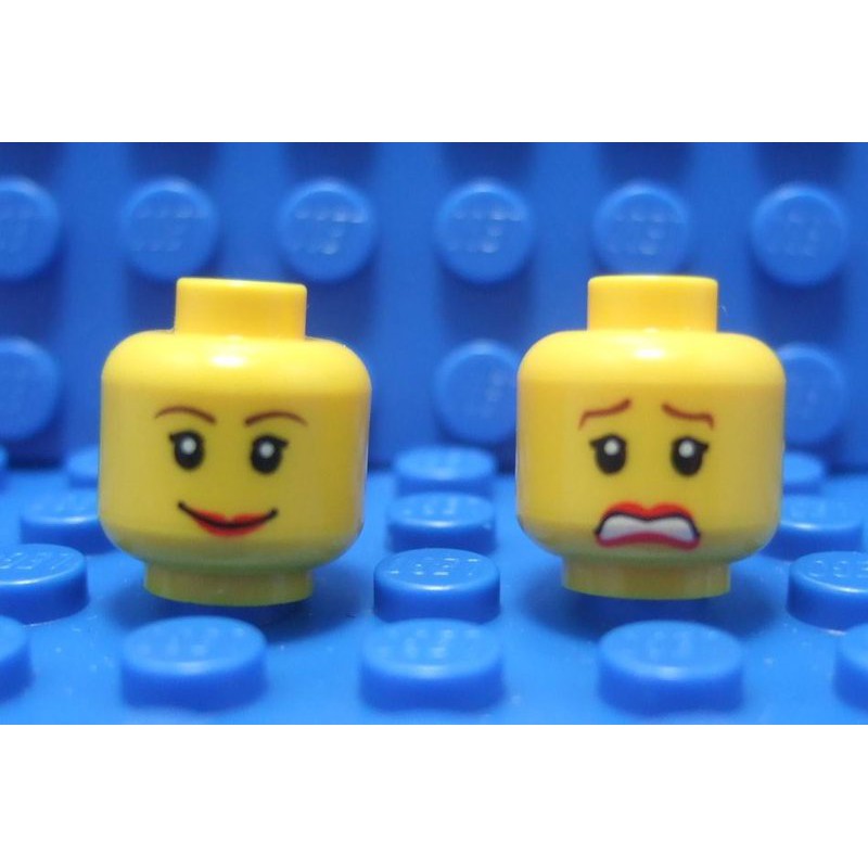 【積木2010-人偶頭】Lego樂高-全新 人頭050 紅唇笑臉/哭臉 雙面人頭 / 女生人頭
