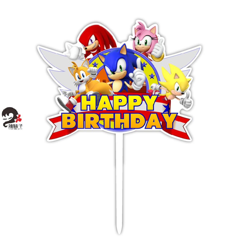 🎈Party store🎈🎈跨境熱賣Sonic索尼克系列 亞克力生日蛋糕插 生日蛋糕裝飾插件