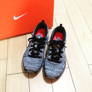 Nike flyknit max 經典Oreo灰黑雪花針織 全氣墊 慢跑運動鞋 女鞋 二手極新
