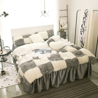 法蘭絨床罩組 灰白格 羊羔絨 5尺 6尺 標準雙人 加絨雙人床包 床罩組 法蘭絨 床組 兩用被毯 ikea 訂製 刷毛