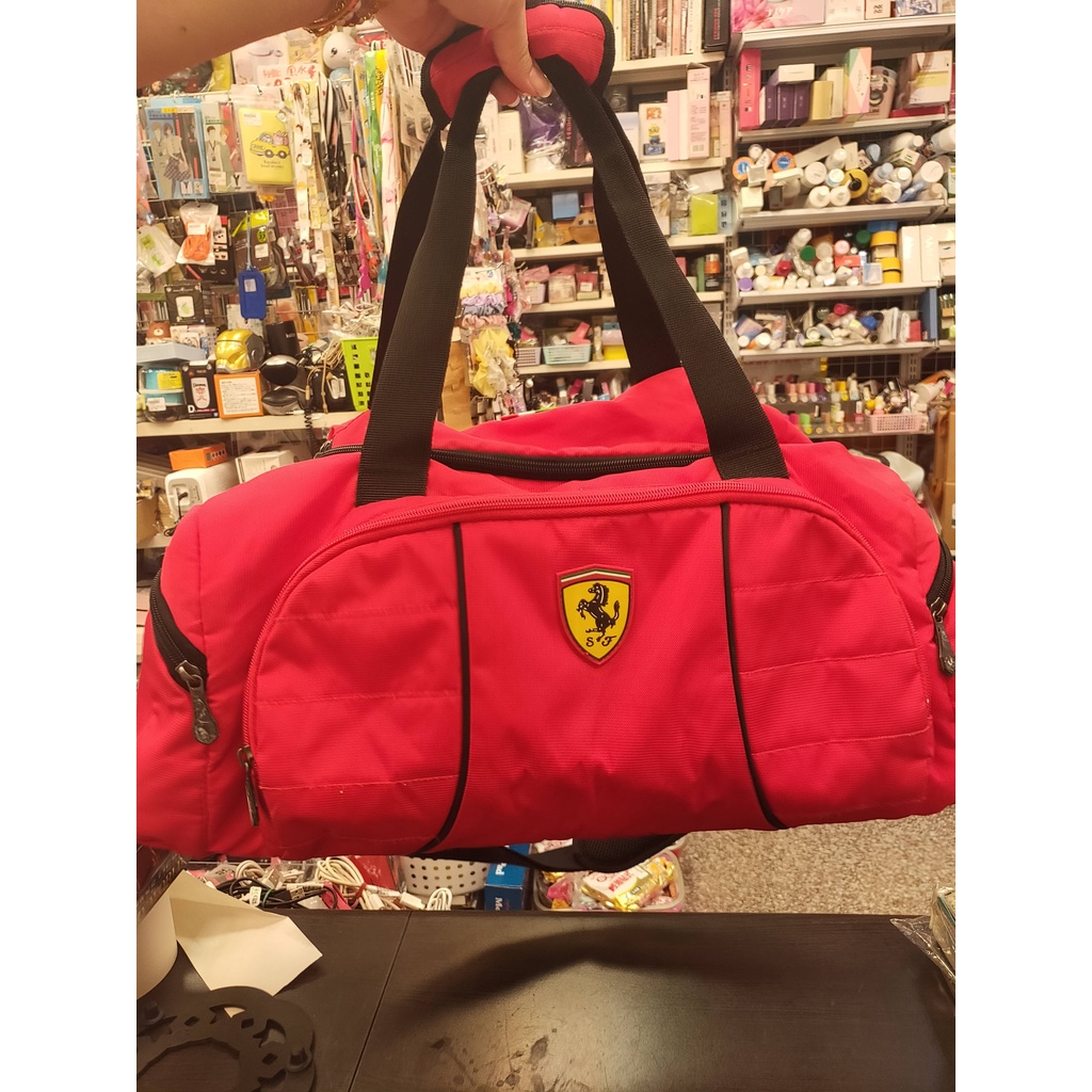 209*紅色Ferrari 法拉利旅行袋-40*25高22CM-底有小裂