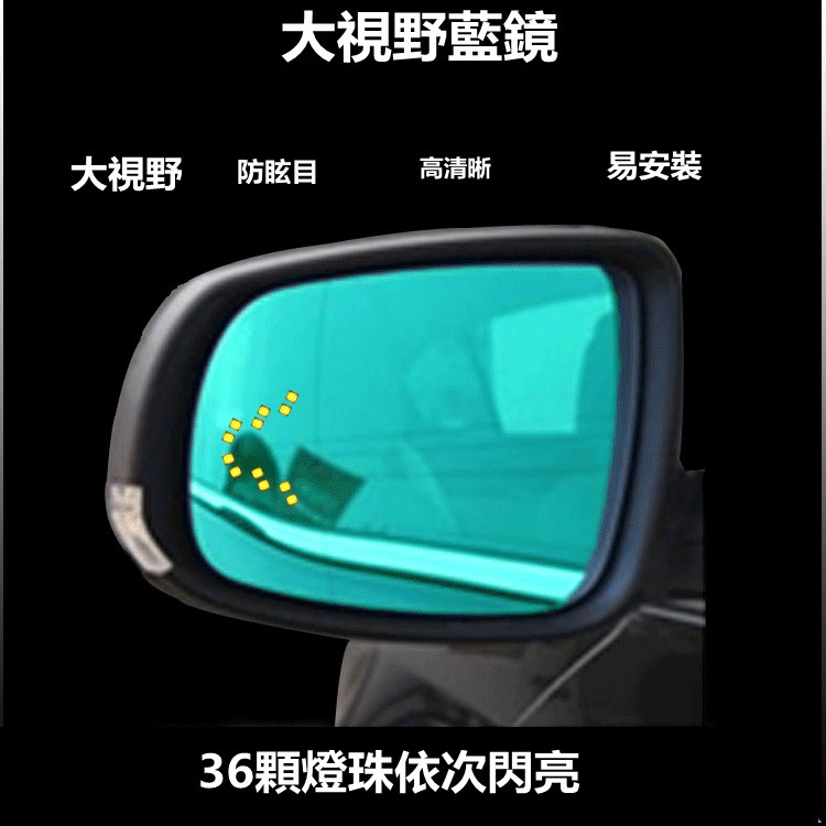 賓士BENZ新C級GLC級S級帶LED燈防眩目大視野藍鏡雙曲率後視鏡倒車鏡片藍鏡