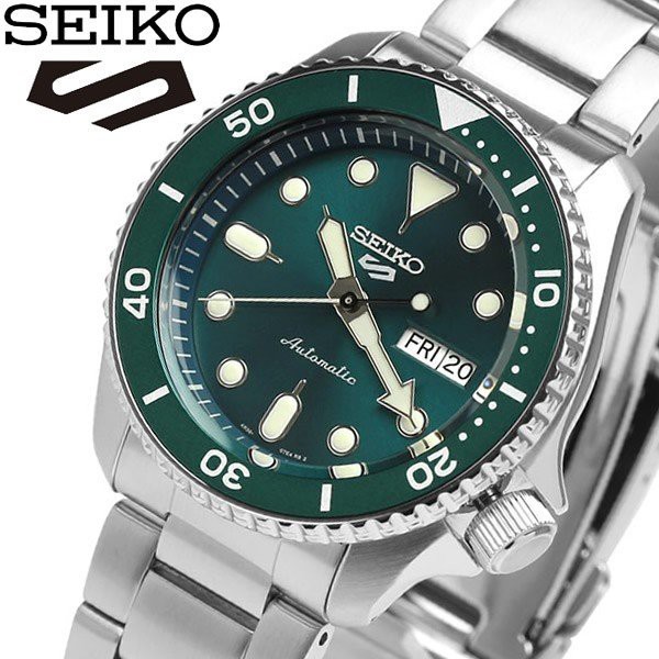 SEIKO全新原廠貨精工手錶新款精工5 SRPD61K1潛水機械鋼帶自動上鍊腕錶-綠色