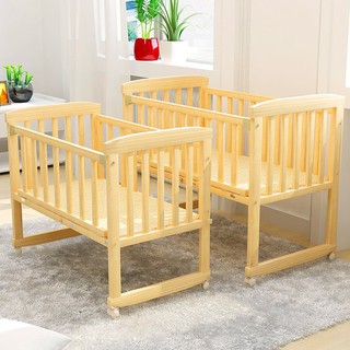 廠家直銷#多功能實木嬰兒床寶寶床無漆環保兒童床可變書桌搖籃床可移動bb床