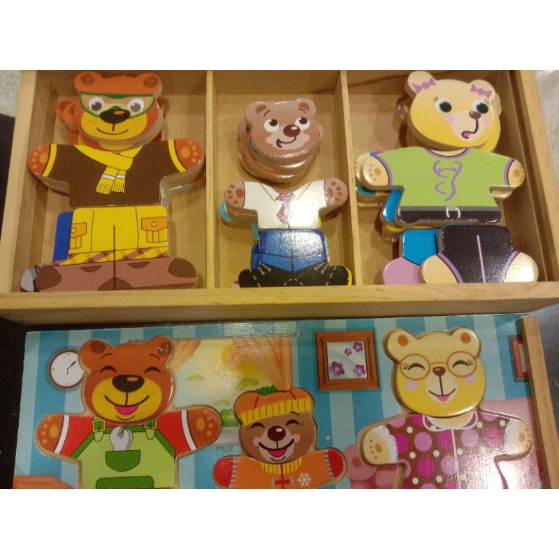 ToysRus玩具反斗城-小熊換衣拼圖（木製）/兒童幼童智力早教玩具** 二手出清**