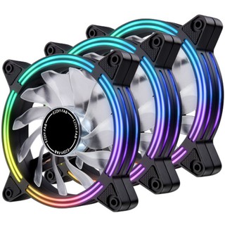EZDIY-FAB 12cm RGB LED雙框風扇 自動RGB彩虹流光 散熱風扇 機箱風扇 - 3顆裝