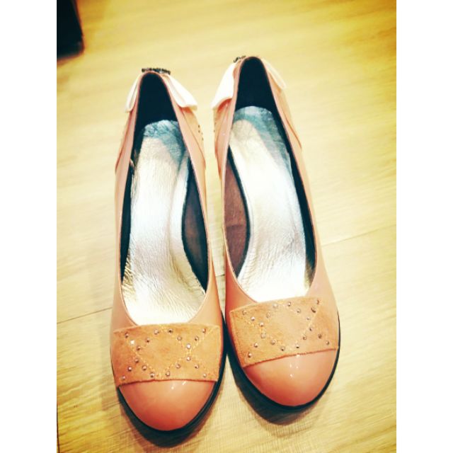 全新Applenana 粉橘色婚鞋 高跟鞋