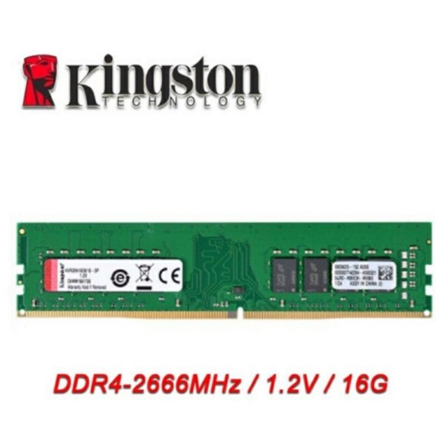 全新可議 Kingston 金士頓 DDR4 2666 16G KVR26N19D8/16桌上型記憶体
