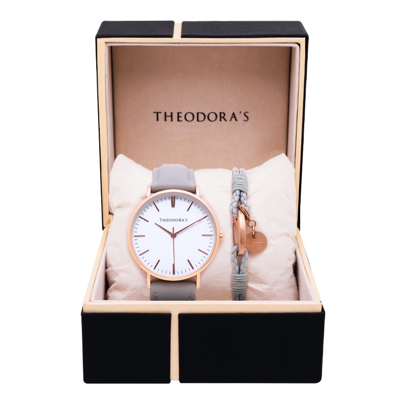 【THEODORA'S】手錶手鍊1+1禮盒-女款 Hera 手錶 蛋殼白面【希奧朵拉】