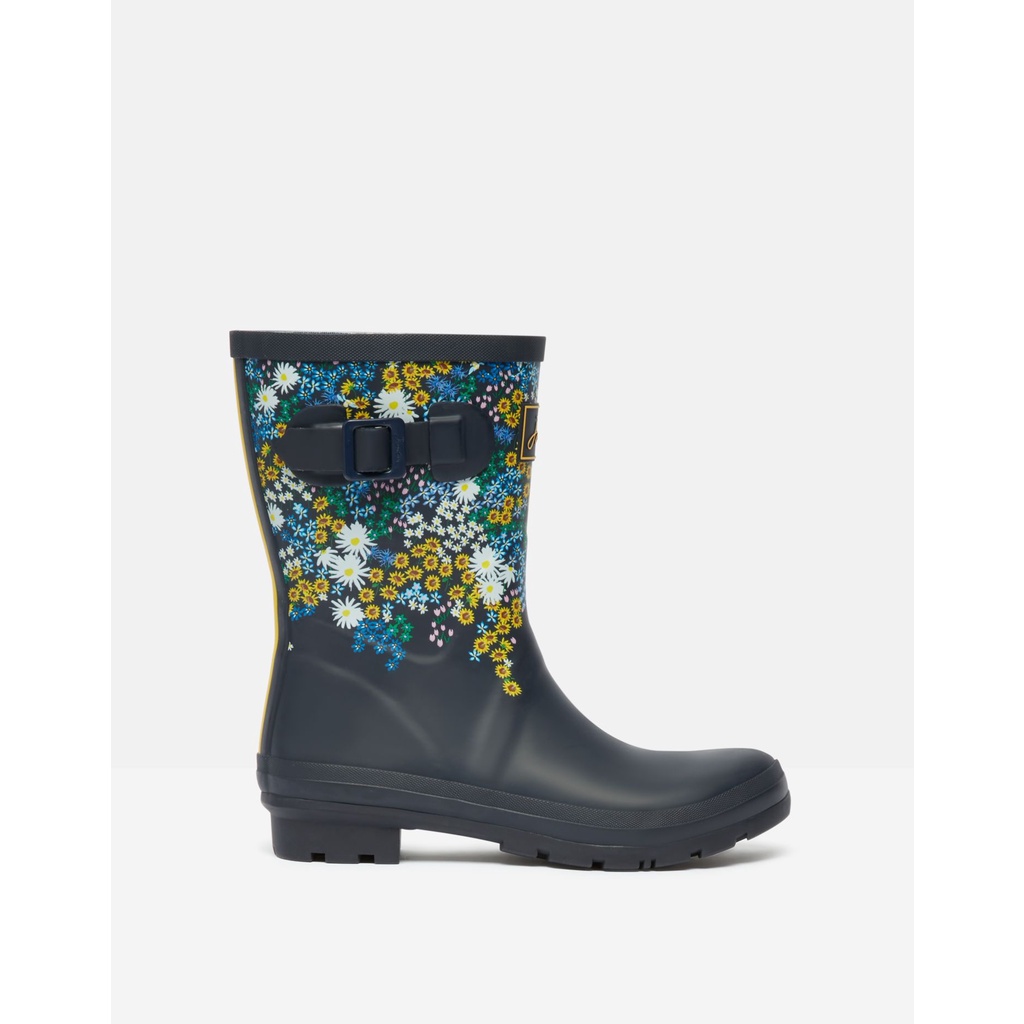 全新真品英國品牌Joules 深藍色花園小森林花朵中筒雨靴/雨鞋/短筒雨靴