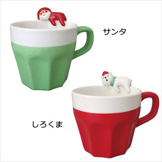 ♡松鼠日貨♡日本帶回 正版 decole 立體 聖誕 老公公 小熊 陶瓷杯 馬克杯 咖啡杯 置物杯