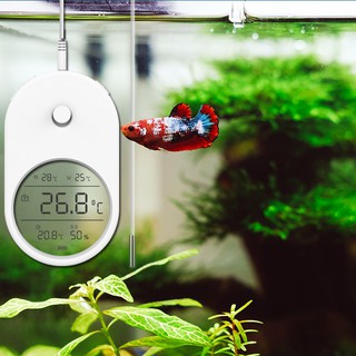 精準透明電子溫度計 水族箱三合一透明水溫，室溫，濕度水溫計 溫度報警 草缸探頭測溫
