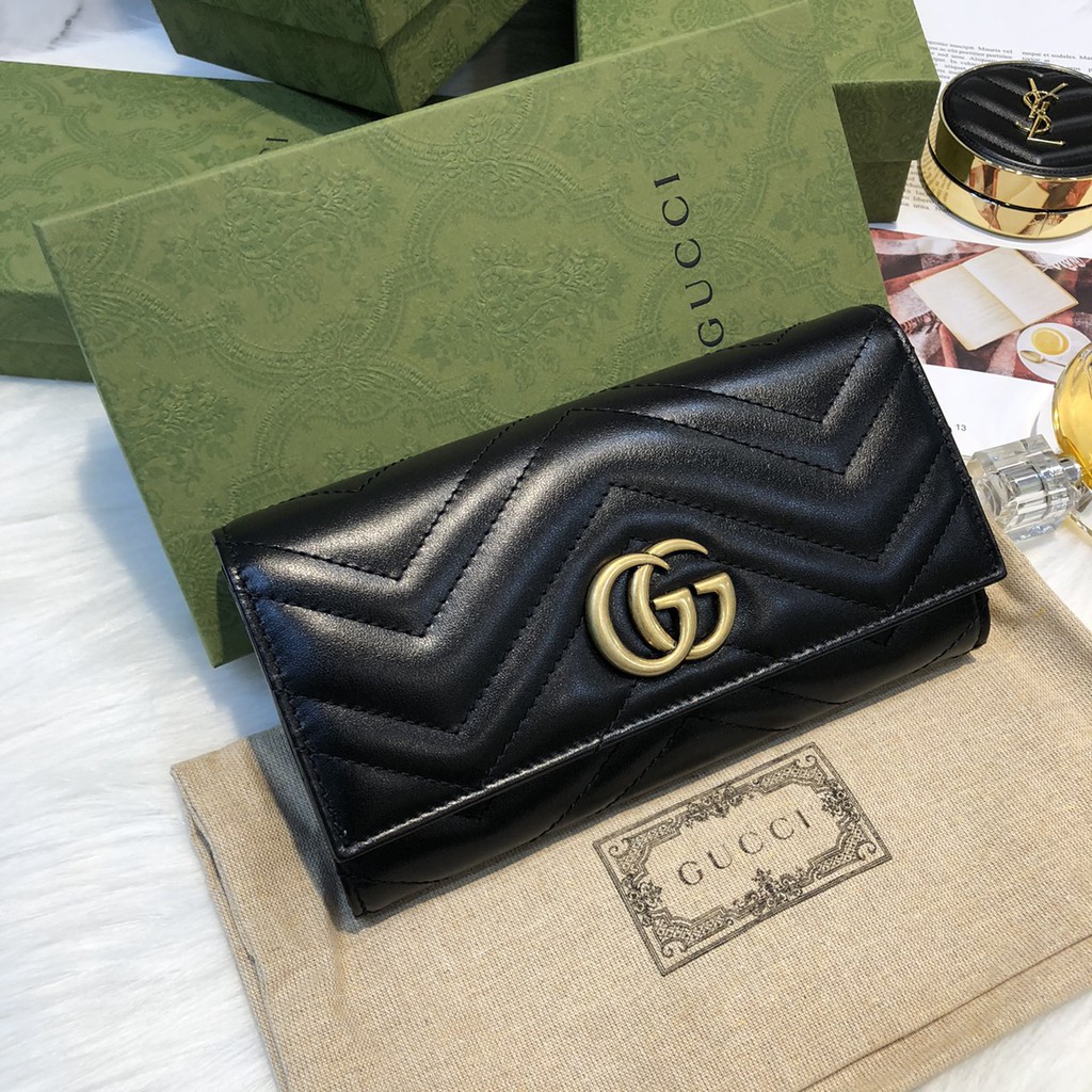 ♚KK SHOP♚ GUCCI GG MARMONT長型銀包 443436 DTD1T 1000