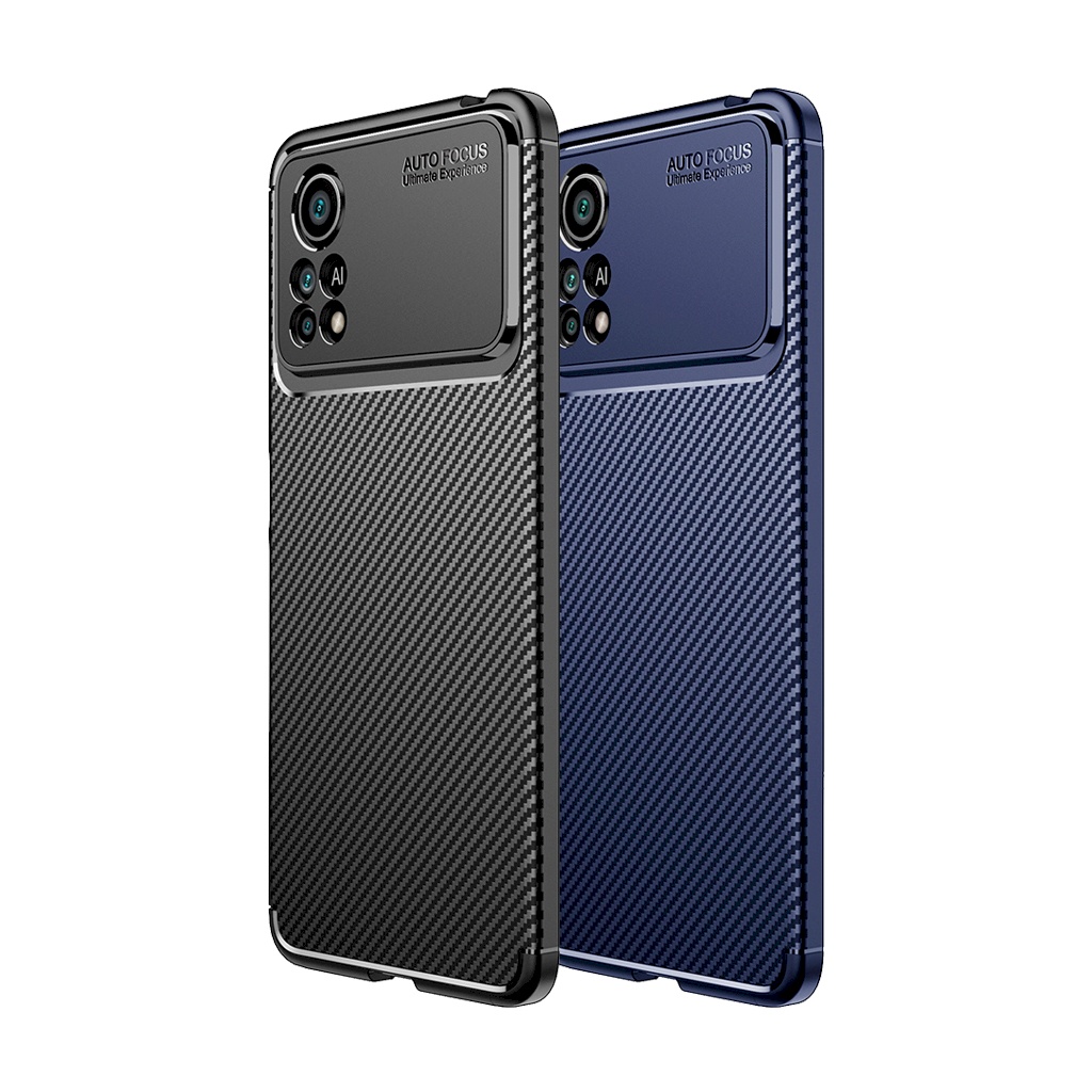 小米 POCO X4 Pro 5G 保護殼碳纖維拉絲紋路超薄全包式手機殼背蓋手機套