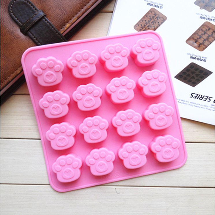 臺灣現貨膠蛋糕模具16連腳印巧克力模具 可做試用皂樣 牙籤雪糕 （协）