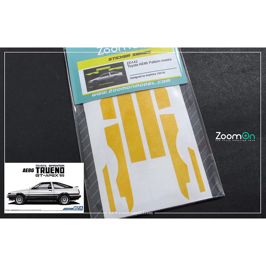 【傑作坊】ZoomOn ZD142 1/24 TOYOTA AE86 車身塗裝遮蓋貼套組