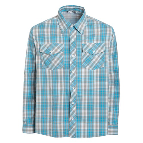 瑞多仕 DA2361 男彈性格子襯衫(長袖) 海藍色/灰色格 抗UV UPF30+ 登山 露營 戶外休閒 RATOPS