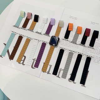 適用於Apple watch 7/6/5/4/3/2/1代小蠻腰矽膠磁吸細腕帶iWatch SE潮時尚瘦身迴環錶帶1