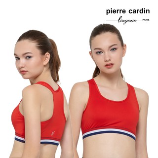 【pierre cardin 皮爾卡登女性內衣】極簡時尚挖背無鋼圈運動內衣 (單件-RED-紅)-201-1036