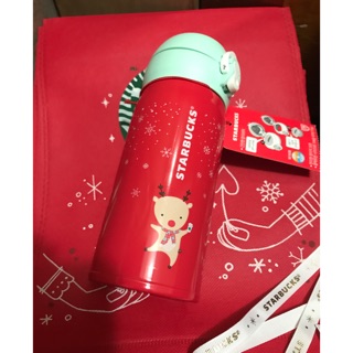 韓國星巴克聖誕節紅色不鏽鋼保溫瓶350ml 459122302