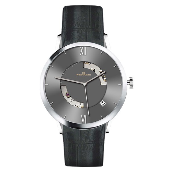 【大新竹鐘錶】Max Max 簡約質感 機械腕錶-鐵灰面銀42MM MAS7041-3