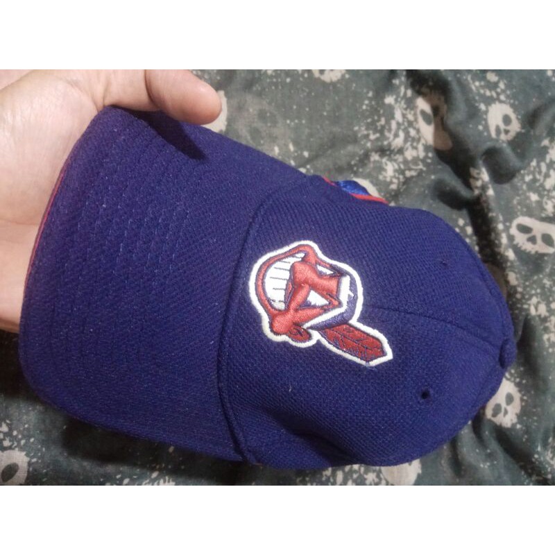 二手 絕版Mlb New Era Cleveland Indians印地安人 官方球員 打擊練習 老帽 棒球帽 帽cap