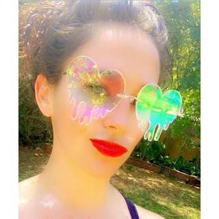 太陽眼鏡 造型眼鏡 個性墨鏡 新款歐美時尚融化愛心ins男女搞怪眼鏡個性凹造型