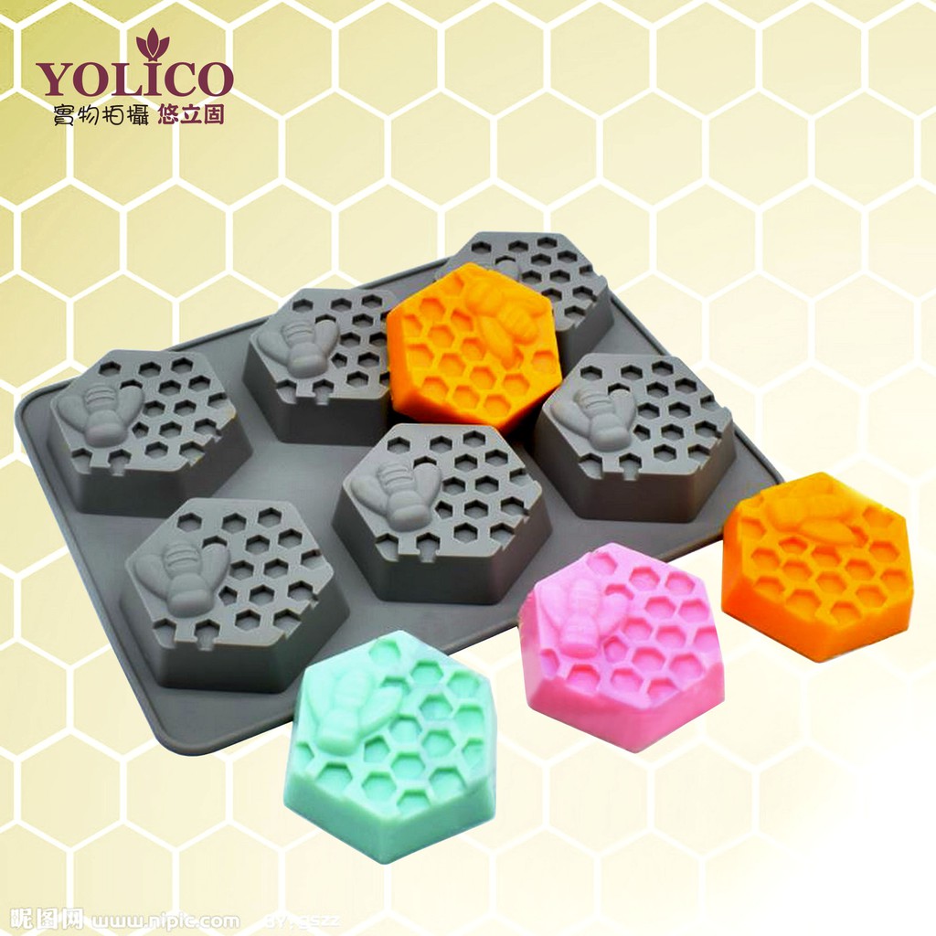 【悠立固】Y118B 6連小蜜蜂巢矽膠模 六角形手工皂模具  巧克力蛋糕模具 烘焙工具 果凍模 薰香石膏模